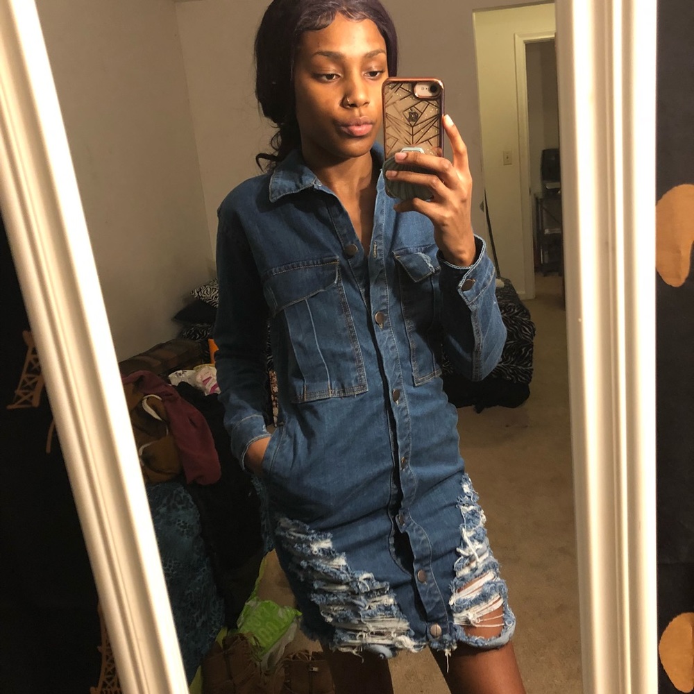 Jean distressed dress